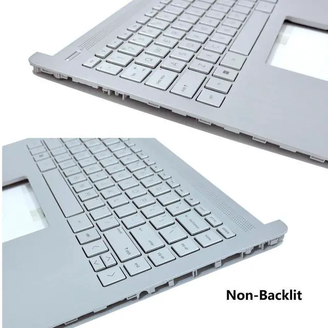 Alt view image 3 of 5 - CCGDZKJ L88200-001 Replacement Upper Case Palmrest with Non-Backlit Keyboard for HP 14-DQ, 14-FQ, 14T-DQ, 14s-dq, 14s-fq Laptop, Silver