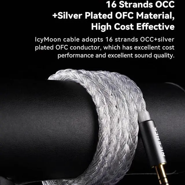 Alt view image 4 of 5 - NICEHCK IcyMoon IEM Cable, 16 Core OCC+Silver Plated OFC Upgrade Cord,SPC in Ear Monitor Cables, Balanced Cords with 3.5/4.4mm Plug for Orchestra Lite Cadenza Hype4 Supermix4 (4.4mm with 0.78 2Pin)