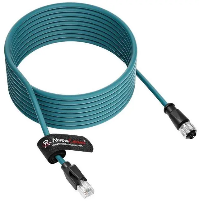 Alt view image 2 of 4 - Alvin's Cables M12 X-Code 8 Pin Female to RJ45 Ethernet Cable Cat6a High-Flex Shielded for Cognex Keyence Basler Industrial Automation Fieldbus Module 16.4ft/5m,Green