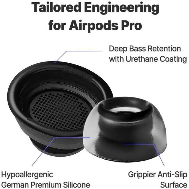 Alt view image 2 of 5 - AZLA Crystal for Airpods Pro 1st & 2nd Gen (2-Pair, SS) Airpod Pro Ear Tip Replacement Airpod Pro Tips with Premium Silicone