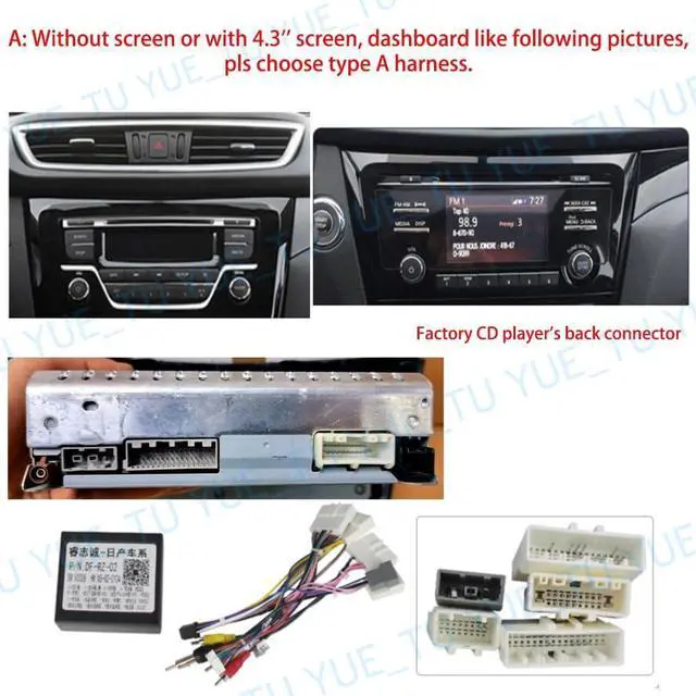 Alt view image 3 of 5 - Fits for Nissan X-Trail X Trail Teana Altima Bluebird Qashqai Murano Sylphy Navara with Backup Camera Car Radio Retrofit Power Wiring Harness Adapter