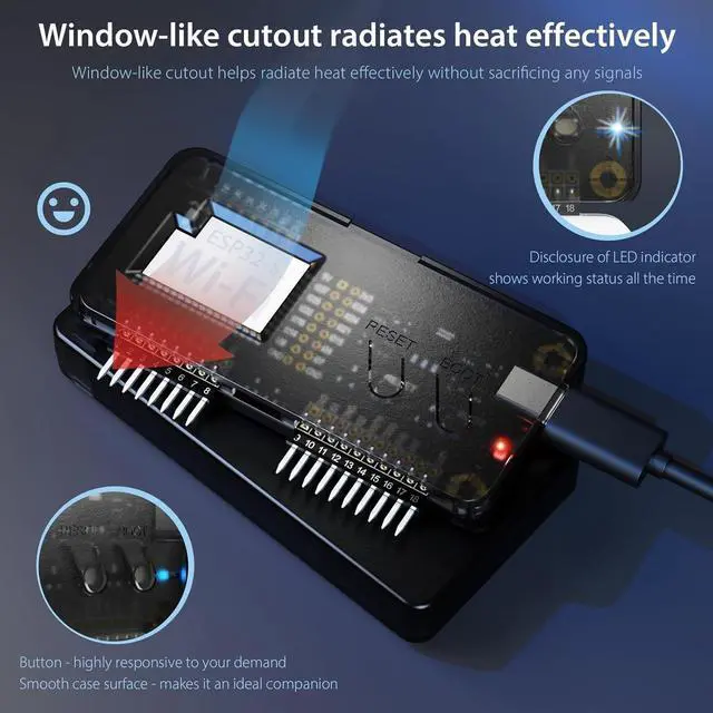 Alt view image 4 of 5 - Wi-Fi Developer Board for Flipper Zero with Protective Case - Translucent Black