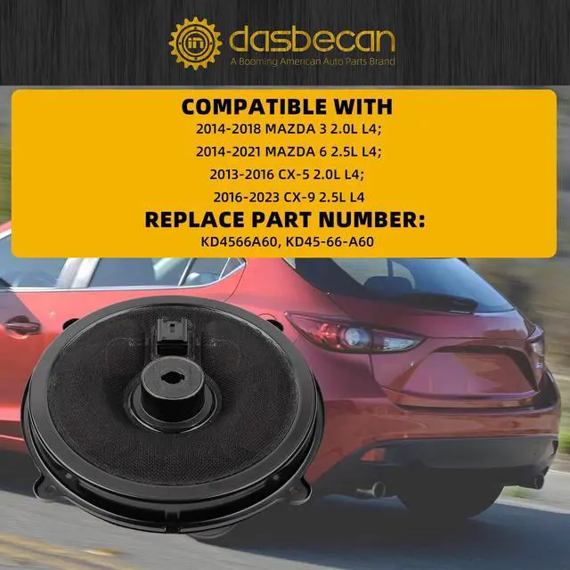 Alt view image 2 of 5 - KD45-66-A60 9'' Front Door Speaker Compatible with Mazda 3, Mazda 6, CX-5, and CX-9 2013-2021 OEM Parts, Easy Installation, Front Door Left or Right KD4566A60