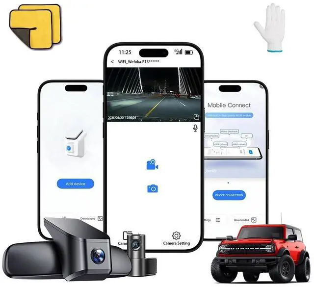 Main image of Wefoka 4K Dash Cam Fit for Ford Bronco 2021 2022 2023 2024, Does Not Fit 2025 Bronco, Does Not Fit Ford Bronco Sport, WiFi & App, 128GB Card (F10pro)