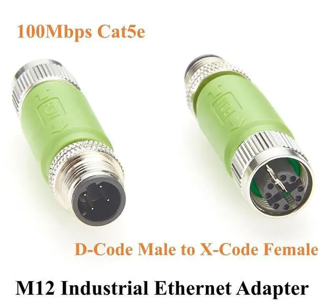 Alt view image 2 of 5 - Plinkwirekb IP67 M12 D-Code Male to X-Code Female Industrial Ethernet Inline Adapter 100Mbps Cat5e Shielded Connector Compatible with 6GK1901-0DE10-6AA0, for PROFINET, EtherNet/IP, Modbus TCP (2PCS)