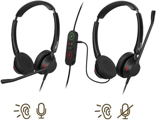 Alt view image 2 of 5 - Nucleon U2521 Agent Stereo USB-A/C Headset w/Built in Training Adapter (1) & Nucleon S2521 Supervisor Stereo 3.5mm Headset (1) Bundle