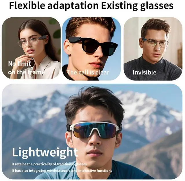 Alt view image 3 of 5 - Yoidesu Wireless Open Ear Audio for Your Glasses, 8 Hour Bluetooth Playtime, Universal for Various Glasses, External Glasses Bluetooth Headphones, Noise Reduction