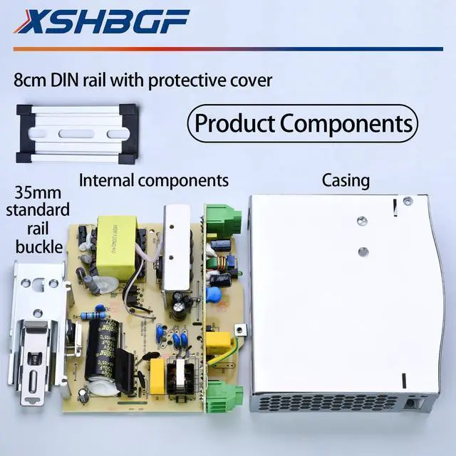 Alt view image 2 of 4 - XSHBGF 24VDC Power Supply NDR 120W DIN Rail Power Supply Switch Switching Converter DC (Input 100-240VAC Output 24VDC 50/60HZ 24V 5A)