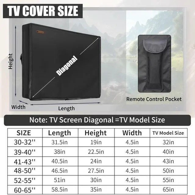 Alt view image 3 of 5 - 3-Side Zippered Box-Shaped Outdoor TV Cover 30 to 32 Inch Waterproof, 600D Heavy Duty Oxford Weatherproof TV Enclosure Protector, Waterproof Double Zipper Front Flap for Outside Flat Screen 30-32in TV