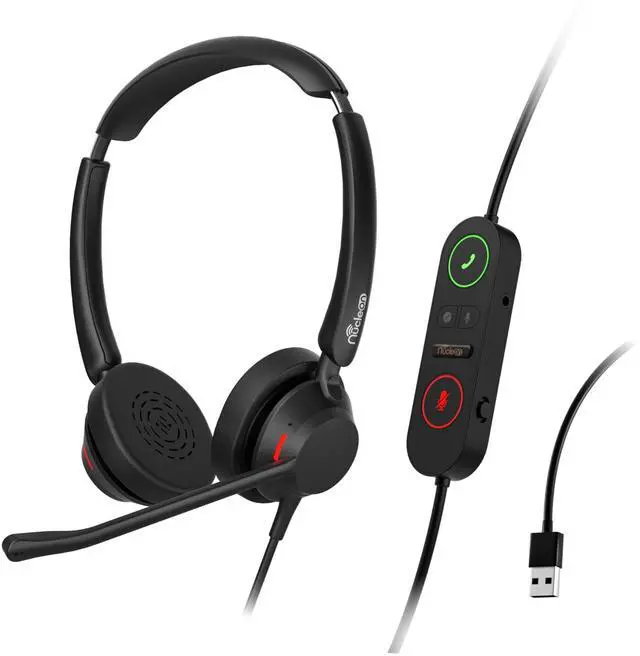 Alt view image 4 of 5 - Nucleon U2521 Agent Stereo USB-A/C Headset w/Built in Training Adapter (1) & Nucleon S2521 Supervisor Stereo 3.5mm Headset (1) Bundle
