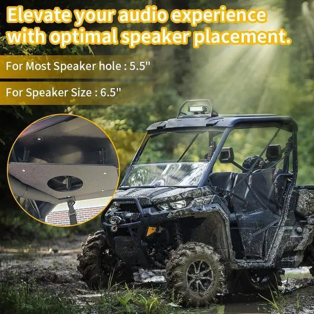 Alt view image 4 of 5 - AUTOVIC for Can Am Defender 2017-2025 Fits 6.5" Speakers Adaptors Roof Mount Mounting Hardware Kit