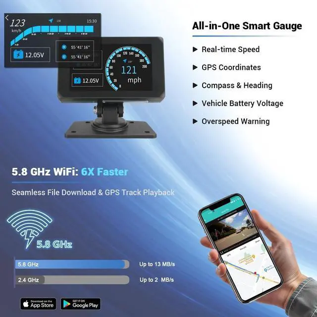 Alt view image 3 of 3 - VSYSTO T5 3-Channel Truck Dash Cam System with 5" Touch Screen, 1080P Front & Side Blind Spot Cameras, 5G WiFi GPS Bluetooth & FM Audio, IP67 Waterproof IR Night Vision, 12V/24V for RVs & Trailers