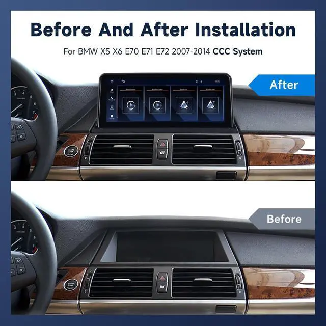 Alt view image 2 of 5 - RicoRich 10.25 inch Ultra Thin Screen Radio for BMW X5 X6 E70 E71 (2007-2010) CCC System Wireless Android Auto & CarPlay MirrorLink Linux System Bluetooth Retains iDrive Controls