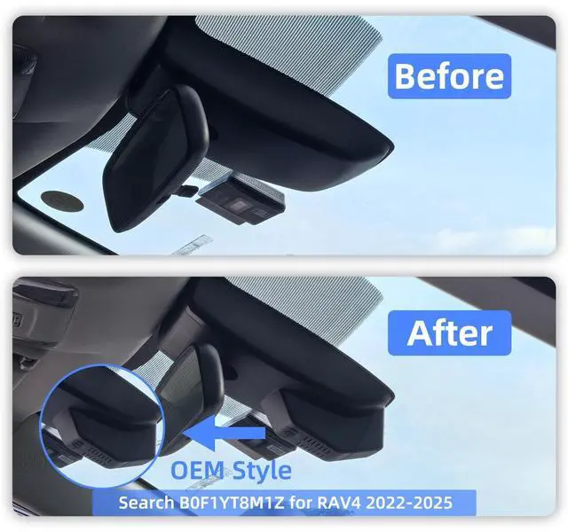 Alt view image 3 of 5 - Front 4K Dash Cam for Toyota RAV4 2019-2021 LE Limited Premium XLE TRD Hybrid & RAV4 Prime 2021-2024 (Model A)(No Vent Hole),OEM-Style,Loop Recording,Easy Installation,WiFi & App,64G Card