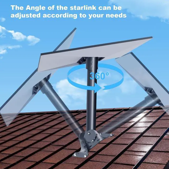 Alt view image 3 of 5 - for Starlink Gen 3 Roof Mount, Metal Alloy Starlink Standard V3 Mounting Kit with Starlink Gen 3 Pipe Adapter, Angle Adjustable (Straight)