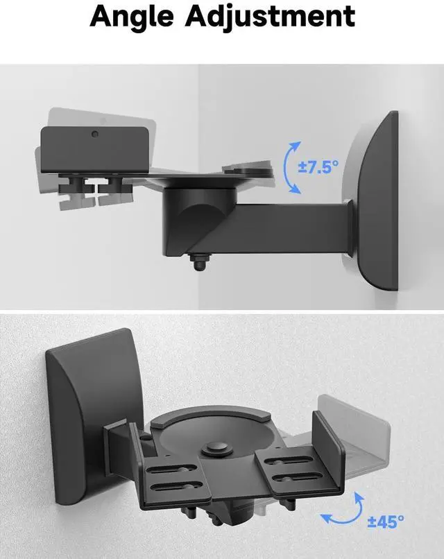 Alt view image 5 of 5 - suptek Small Dual Side Clamping Bookshelf Speaker Wall Mounting Bracket for Small Surrounding Sound Speakers, Hold up to 55lbs Black SPM201SB