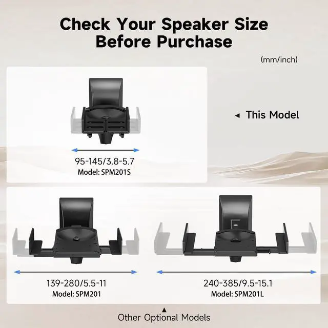 Alt view image 3 of 5 - suptek Small Dual Side Clamping Bookshelf Speaker Wall Mounting Bracket for Small Surrounding Sound Speakers, Hold up to 55lbs Black SPM201SB