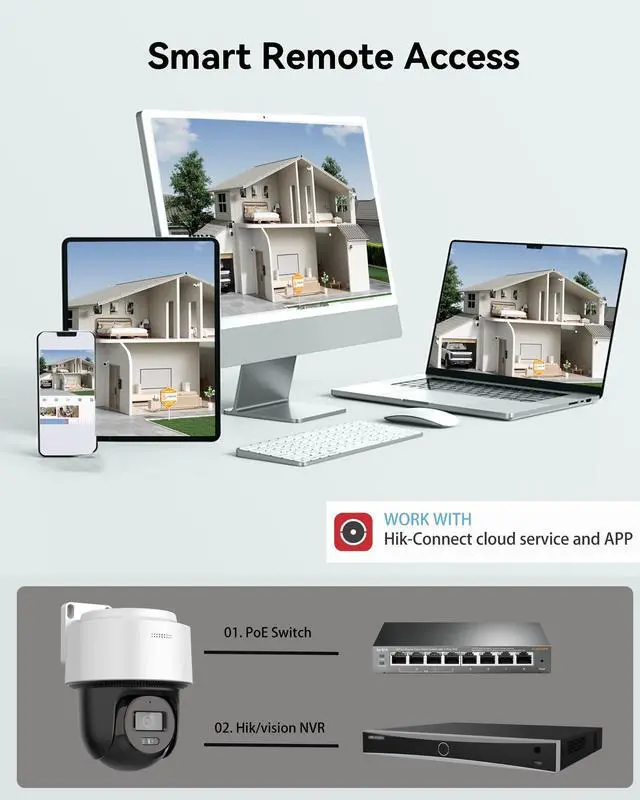 Alt view image 4 of 5 - VisiSecure DS-2DE2C400MWG-E 4MP Hik PoE PT Security Camera Outdoor, with Human Detection 345 pan and 80 tilt, Auto-Tracking Lite, IP66 Weatherproof, 2.8MM Lens H.265+,SD Card Slot(Up to 512 GB)