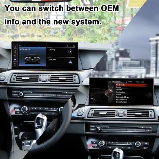 Alt view image 3 of 5 - PEMP 12.3 Inch Ultra-Thin Linux Screen for BMW 2013-2017 5 Series F10 F11 NBT, Support iOS 26 CarPlay Retrofit Android Auto Mirror Link Car Radio Bluetooth Video Player