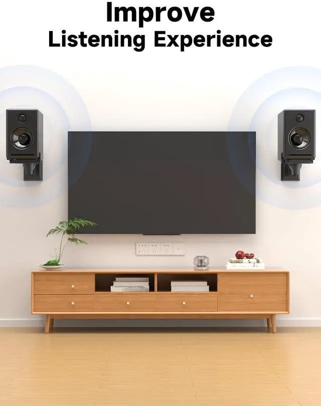 Alt view image 4 of 5 - suptek Small Dual Side Clamping Bookshelf Speaker Wall Mounting Bracket for Small Surrounding Sound Speakers, Hold up to 55lbs Black SPM201SB