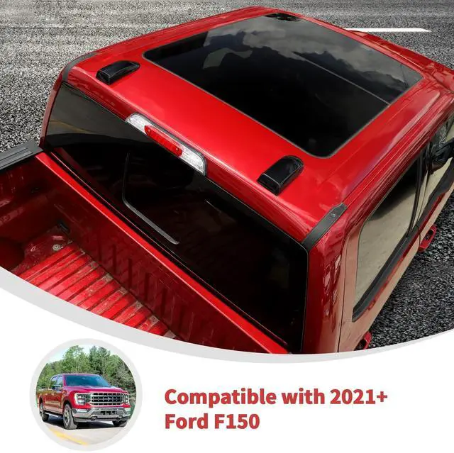 Alt view image 3 of 5 - Linskip Antenna Base Cover Compatible with Ford F150 2021 2022 2023 2024, Roof Antenna Trim Cover for F150 Exterior Accessories 1Pair(Black)