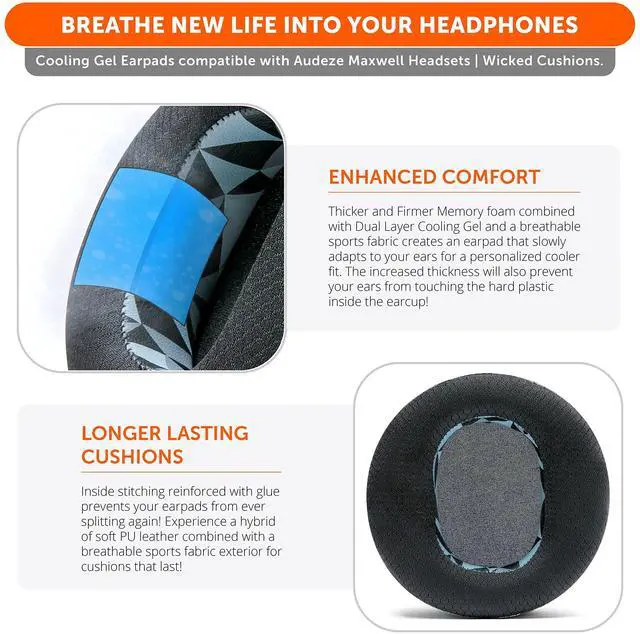 Alt view image 4 of 4 - WC Mod Kit for Maxwell Gen 1 - Cooling Gel Earpads + Silicone Headband Compatible with Audeze Maxwell for Xbox & PS5 Gen 1 by Wicked Cushions ^^ Enhanced Comfort & Cooling ^^ Geo Grey