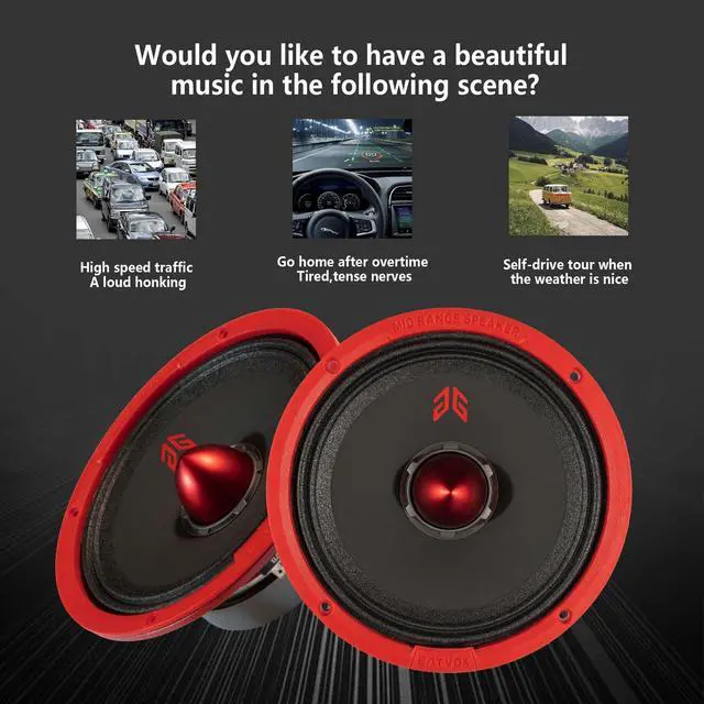 Alt view image 5 of 5 - GRTSKY MX65E1 Loudspeaker 6.5 Inch Midrange 400 Watts 6 Ohms Red Bullet, Premium Quality Audio Door Speakers for Car or Truck Stereo Sound System, Red (2 Speakers)
