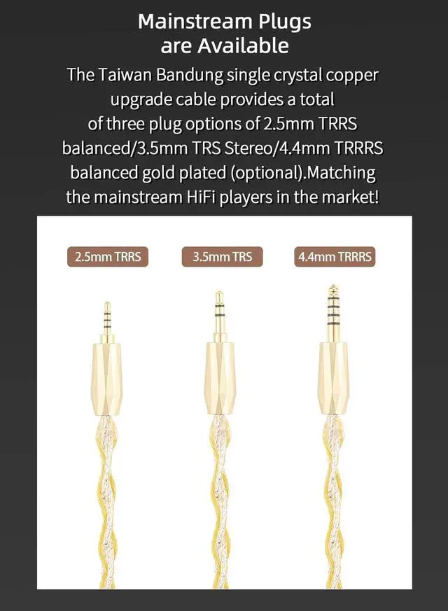 Alt view image 4 of 5 - SYRNARN 0.78mm 2-Pin 4.4mm Balanced Cable, 7N high Conductivity Copper, 6N Silver Coated OCC, 4.4mm with 2PIN, Compatible with Audeze iSINE10, iSINE20, 64 Audio U12t, U18t, Hi-Res Audio, Tangle-Free