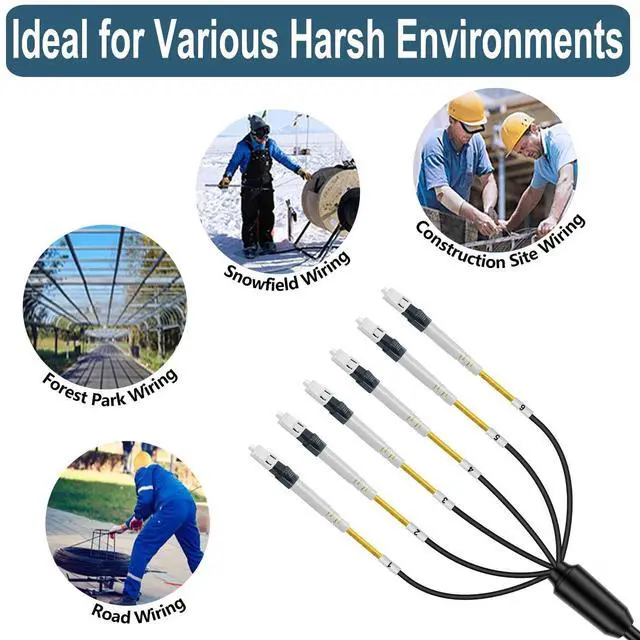 Alt view image 4 of 5 - FLYPROFiber- 6 Core Outdoor Armored Fiber Optic Cable 75m/246ft, OS2 LC to LC Outdoor, Industrial TPU, 6 Strands Single Mode Fiber Cable, Direct Burial, 9/125um, OD-5mm