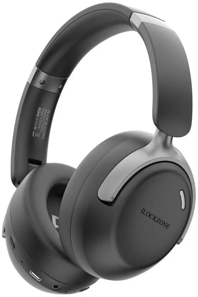 Alt view image 2 of 3 - ILOCKZONE LC50 Hybrid Active Noise Cancelling Headphones, Wireless Headphones with Bluetooth, 100+ H Playtime, Button Switching Game Mode and Switching EQ, Clear Calls