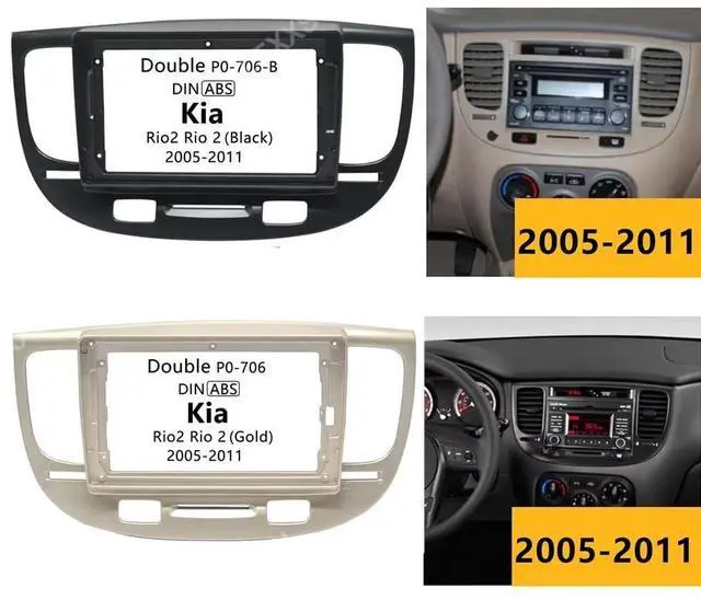Alt view image 2 of 5 - Fits for Kia Rio 2 2005-2011 Car Radio Stereo Fascia Panel Frame Double DIN 9 inch Dash Installation Mounting Kit Black