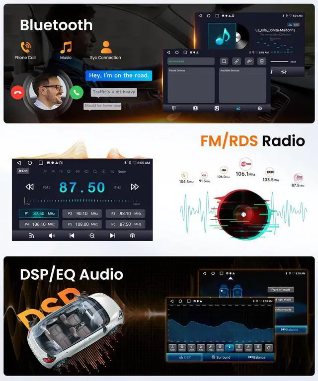 Alt view image 4 of 5 - 4Core 4G+64G Android 15 Car Radio for Honda CRV 2012-2016, 5G-WiFi, Car Stereo Wireless Carplay, Rimoody 9'' HD Touchscreen Mirror Link GPS Navigation Bluetooth FM/RDS EQ-32 SWC Backup Camera