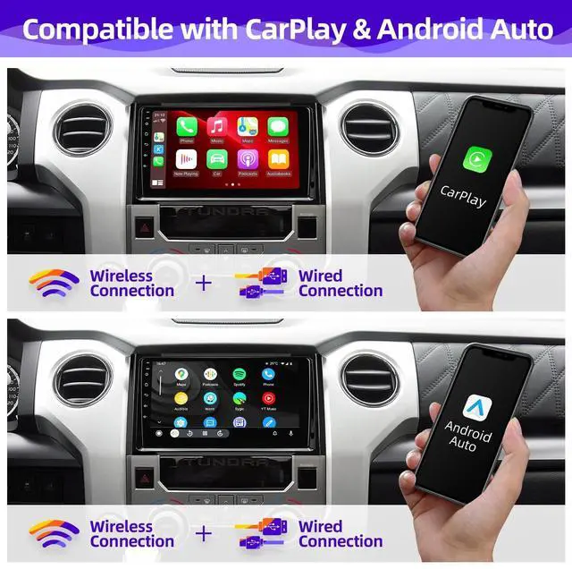Alt view image 2 of 5 - CGOGC for Toyota Tundra 2014-2021 Radio Upgrade Compatible with Wireless Carplay Android Auto 8 core 4+64GB Head Unit Touch Screen Car Stereo Bluetooth GPS Navigation FM AM WIFI Rear Camera Med