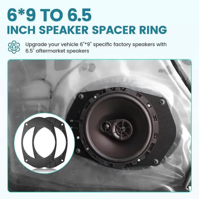 Alt view image 3 of 5 - NuIth 6X9 to 6.5 Inch Rear Door Speaker Spacer Ring Adapter for Select 1994-2005 GMC/Buick/Chevrolet/Cadillac, 6.5" Aftermarket Speaker Mounting Brackets Converter, 1 Pair