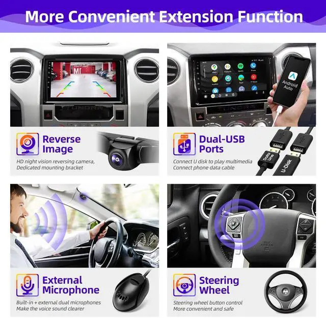 Alt view image 5 of 5 - CGOGC for Toyota Tundra 2014-2021 Radio Upgrade Compatible with Wireless Carplay Android Auto 8 core 4+64GB Head Unit Touch Screen Car Stereo Bluetooth GPS Navigation FM AM WIFI Rear Camera Med