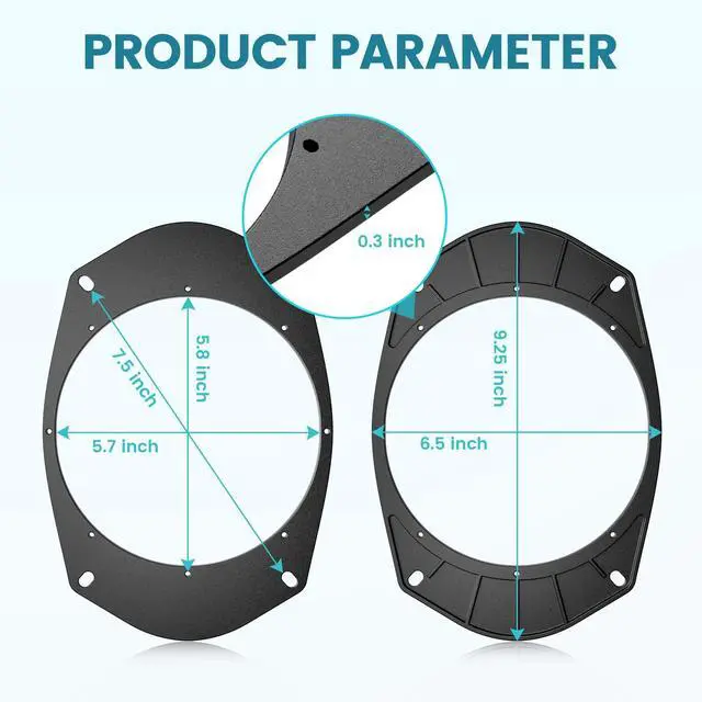 Alt view image 5 of 5 - NuIth 6X9 to 6.5 Inch Rear Door Speaker Spacer Ring Adapter for Select 1994-2005 GMC/Buick/Chevrolet/Cadillac, 6.5" Aftermarket Speaker Mounting Brackets Converter, 1 Pair
