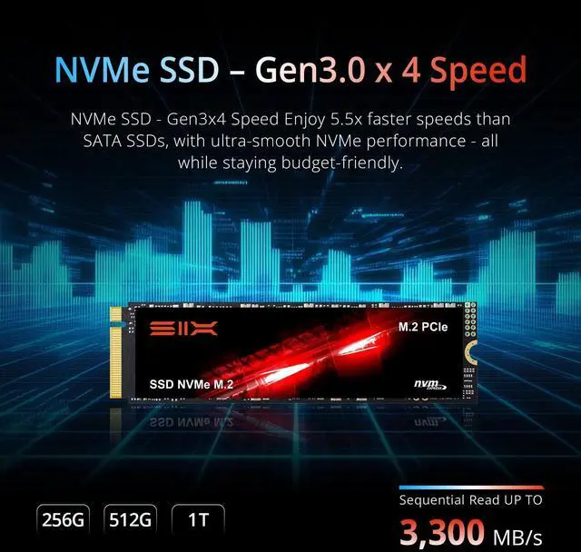 Alt view image 3 of 5 - SIX X4000 PRO 256GB M.2 2280 SSD PCIe Gen3x4 NVME SSD Solid State Drive - Up to 3100MB/s Read Speed