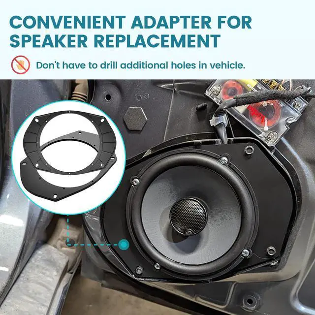 Alt view image 4 of 5 - NuIth 6X9 to 6.5 Inch Rear Door Speaker Spacer Ring Adapter for Select 1994-2005 GMC/Buick/Chevrolet/Cadillac, 6.5" Aftermarket Speaker Mounting Brackets Converter, 1 Pair