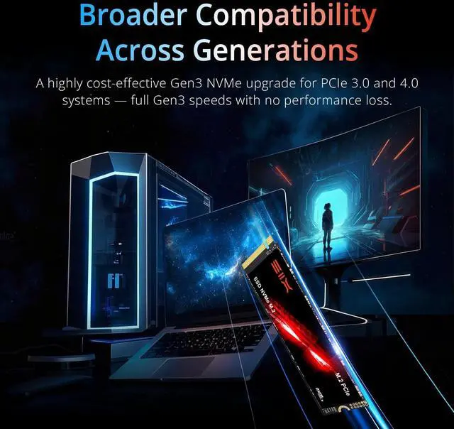 Alt view image 4 of 5 - SIX X4000 PRO 256GB M.2 2280 SSD PCIe Gen3x4 NVME SSD Solid State Drive - Up to 3100MB/s Read Speed