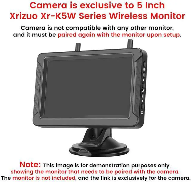 Alt view image 2 of 2 - Xrizuo Xr-K5W Series Magnetic Solar Wireless Recharg Reverse Camera for 5 Inch Monitor, Applicable to Xr-K5W
