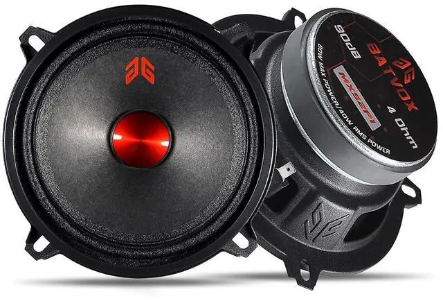 Main image of GRTSKY MX52P1 Loudspeaker 5 Inch Midrange 160 Watts 4 Ohms Red Dust Cap, Premium Quality Audio Door Speakers for Car or Truck Stereo Sound System, Black (2 Speakers)