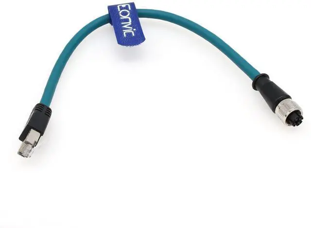 Alt view image 2 of 4 - Eonvic M12 X Code 8 Pin Female to RJ45 Cat-7e High Flex Ethernet Cable for Cognex Industrial Camera (30CM)