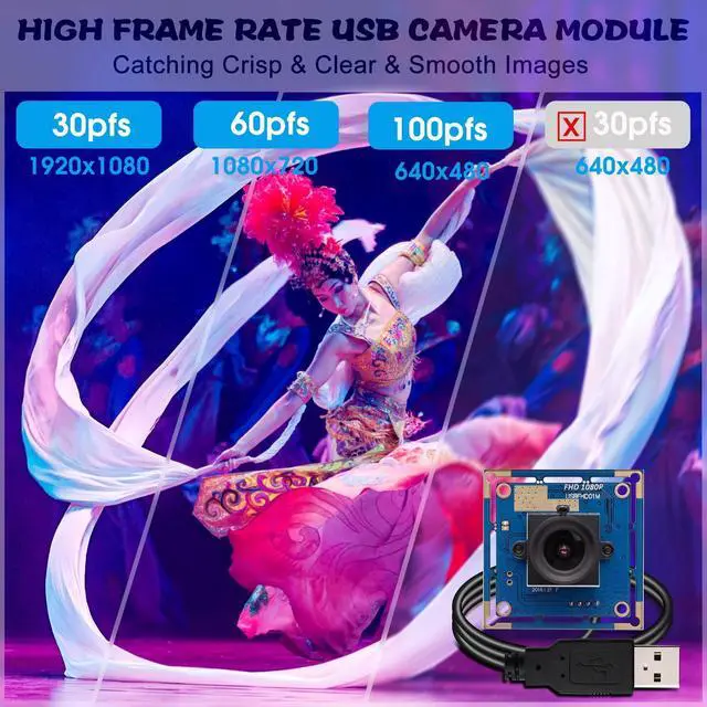 Alt view image 2 of 5 - SVPRO 1080P USB Camera Module - HD Webcam Board with 3.6mm Lens and 1/2.7'' CMOS OV2710 Sensor, Embedded Security Camera for Computer, Windows,MacOS,Linux and Android