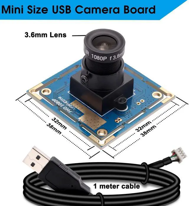 Alt view image 4 of 5 - SVPRO 1080P USB Camera Module - HD Webcam Board with 3.6mm Lens and 1/2.7'' CMOS OV2710 Sensor, Embedded Security Camera for Computer, Windows,MacOS,Linux and Android