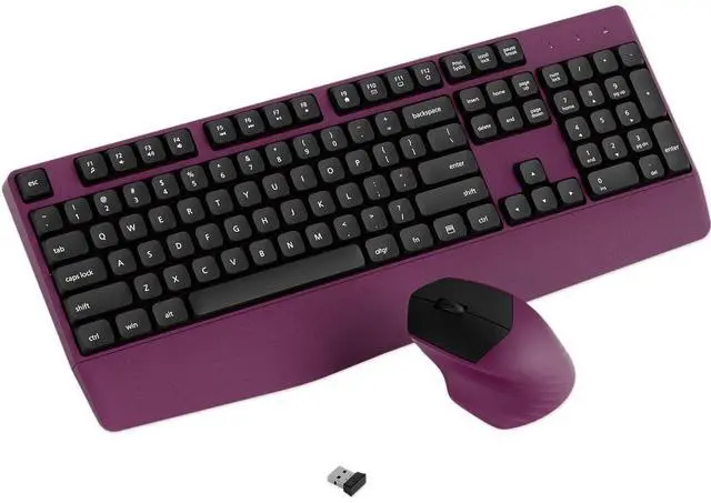 Main image of COVEVA Wireless Keyboard and Mouse Combo, Ergonomic Keyboard with Wrist Rest, 2.4Ghz Wireless Connection, Compatible with PC/Laptop/Windows/Mac for Home and Office Use (Black Burgundy)