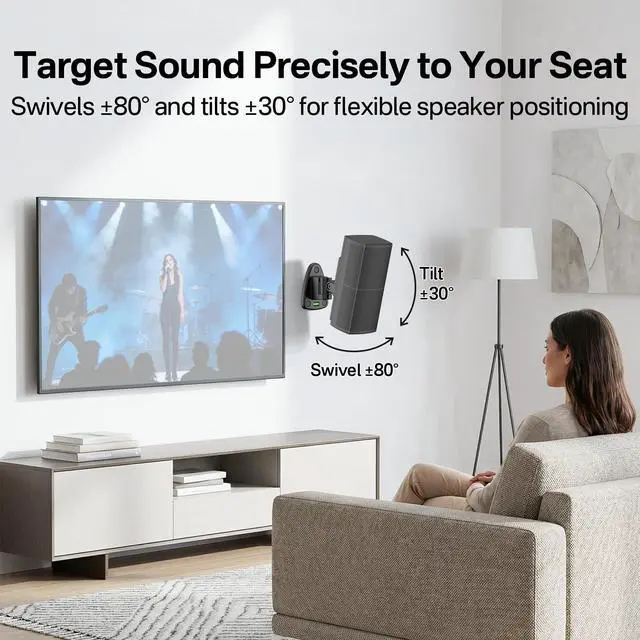 Alt view image 3 of 5 - ComVome Tilt & Swivel Speaker Mount for Bose Speaker Wall Mount - Metal Speaker Bracket for Bose WB-50 Series II Cube Surround Speaker/Lifestyle/SoundTouch/Acoustimass/CineMate, 2 Pack