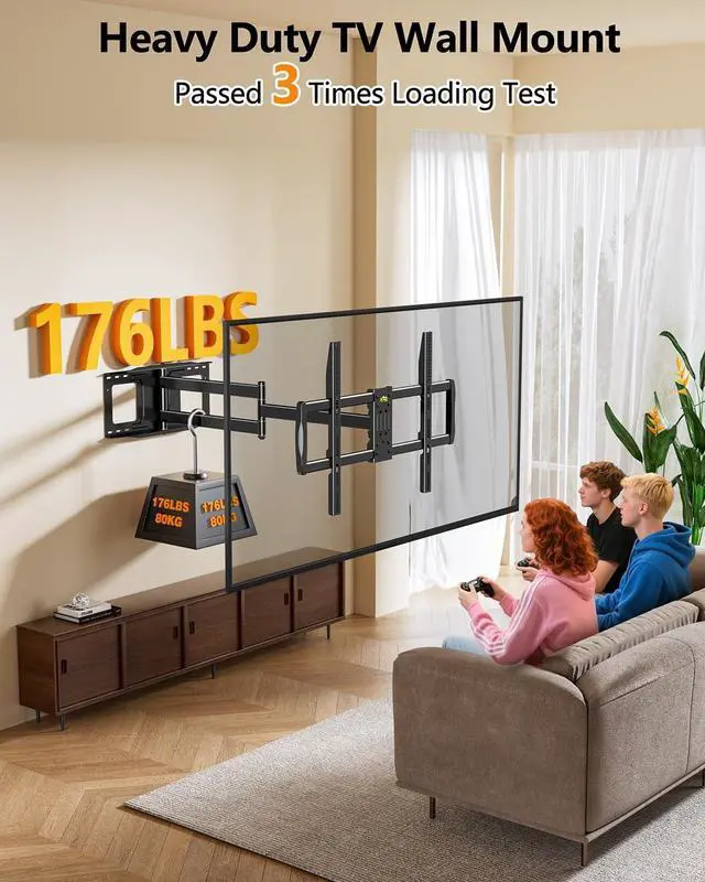 Alt view image 2 of 5 - FORGING MOUNT 43110 inch Long Arm Full Motion TV Wall Mount Holds 176 lbs, VESA 900x600mm, 42.8 Long Extension for Screen Centered on Living Room,Heavy Duty TV Mount, Tilt, Fits 12/16/24 Studs,