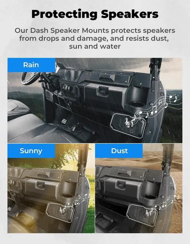 Alt view image 2 of 5 - KEMIMOTO Under Dash Speaker Pods Compatible with Polaris Ranger XP 1000 2018-2024, Ranger 1000/Crew 2020-2024 Under Dashboard Speaker Enclosures Pods Holder Accessories (2PCS, Support 5" Speakers)
