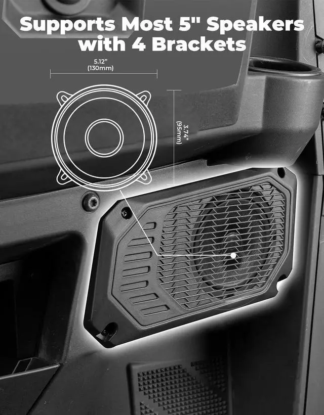Alt view image 4 of 5 - KEMIMOTO Under Dash Speaker Pods Compatible with Polaris Ranger XP 1000 2018-2024, Ranger 1000/Crew 2020-2024 Under Dashboard Speaker Enclosures Pods Holder Accessories (2PCS, Support 5" Speakers)
