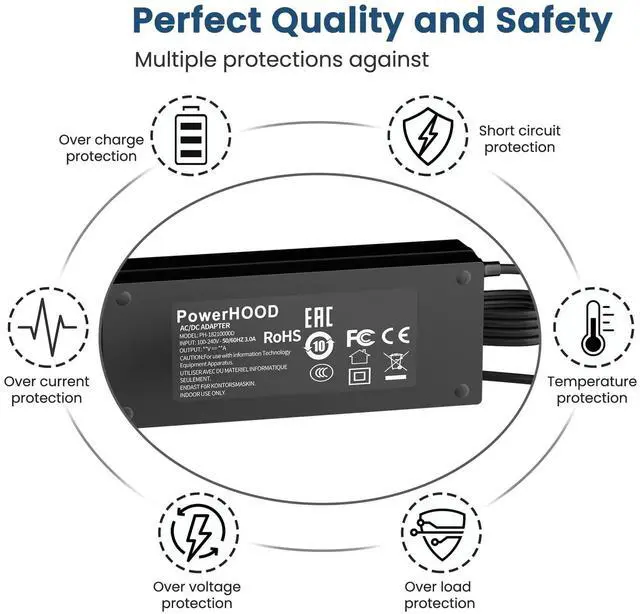Alt view image 3 of 4 - PowerHOOD 24V AC/DC Adapter Compatible with Resvent iBreeze APAP CPAP Machine Series iBreeze 20A 20C Pro 25S 25A 25ST 25STA 30ST 30STA DA60-220S24-W1 JE01-40-006HM Power Supply Cord Charger Cable PSU